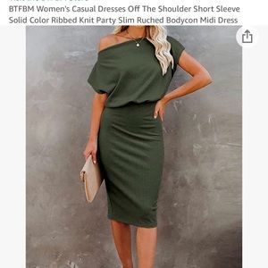 Olive Green off the shoulder dress